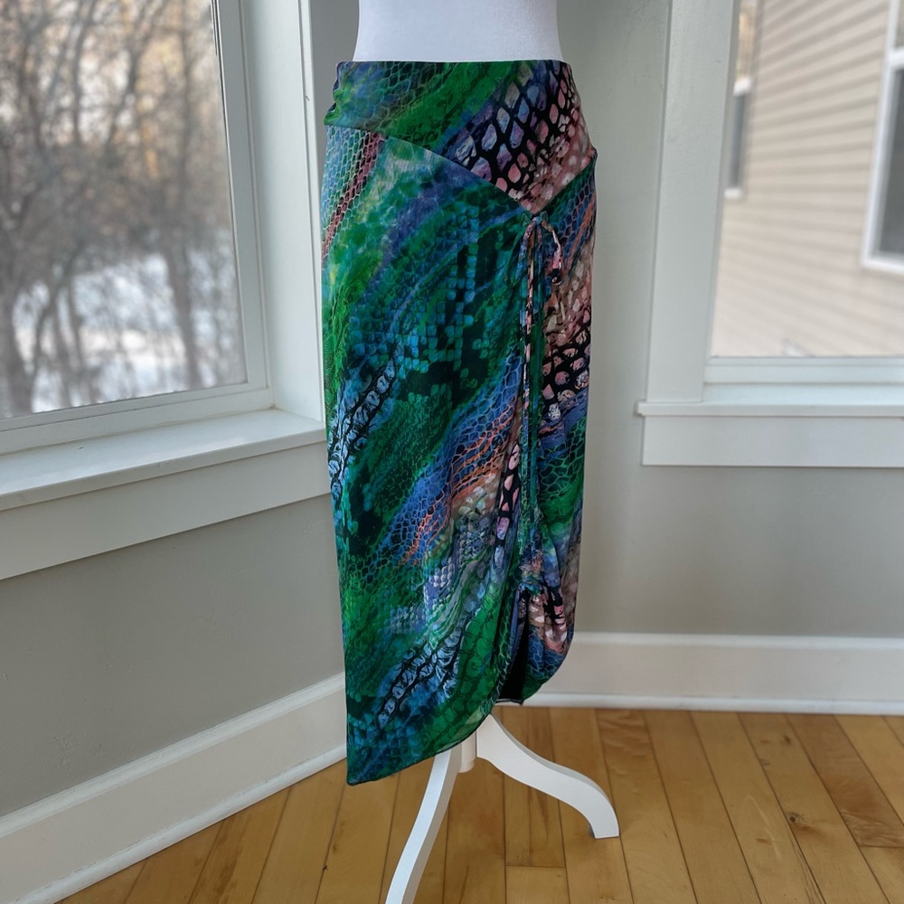 Vintage Y2K Mesmerize Emerald Green Low Rise Stretch Mesh Maxi Skirt Sz S - Picture 6 of 12